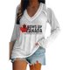 thumbnail image 1 of MHFRRA Camiseta de Manga Larga con Cuello En V y Estampado de La Bandera de Canadá para Mujer Blanco, 1 of 3