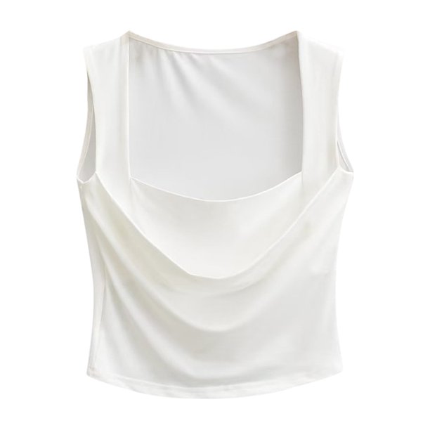 Top corto sin mangas de punto acanalado con cuello redondo y estampado de mariposas para mujer, corte ajustado - Poliéster - S-L