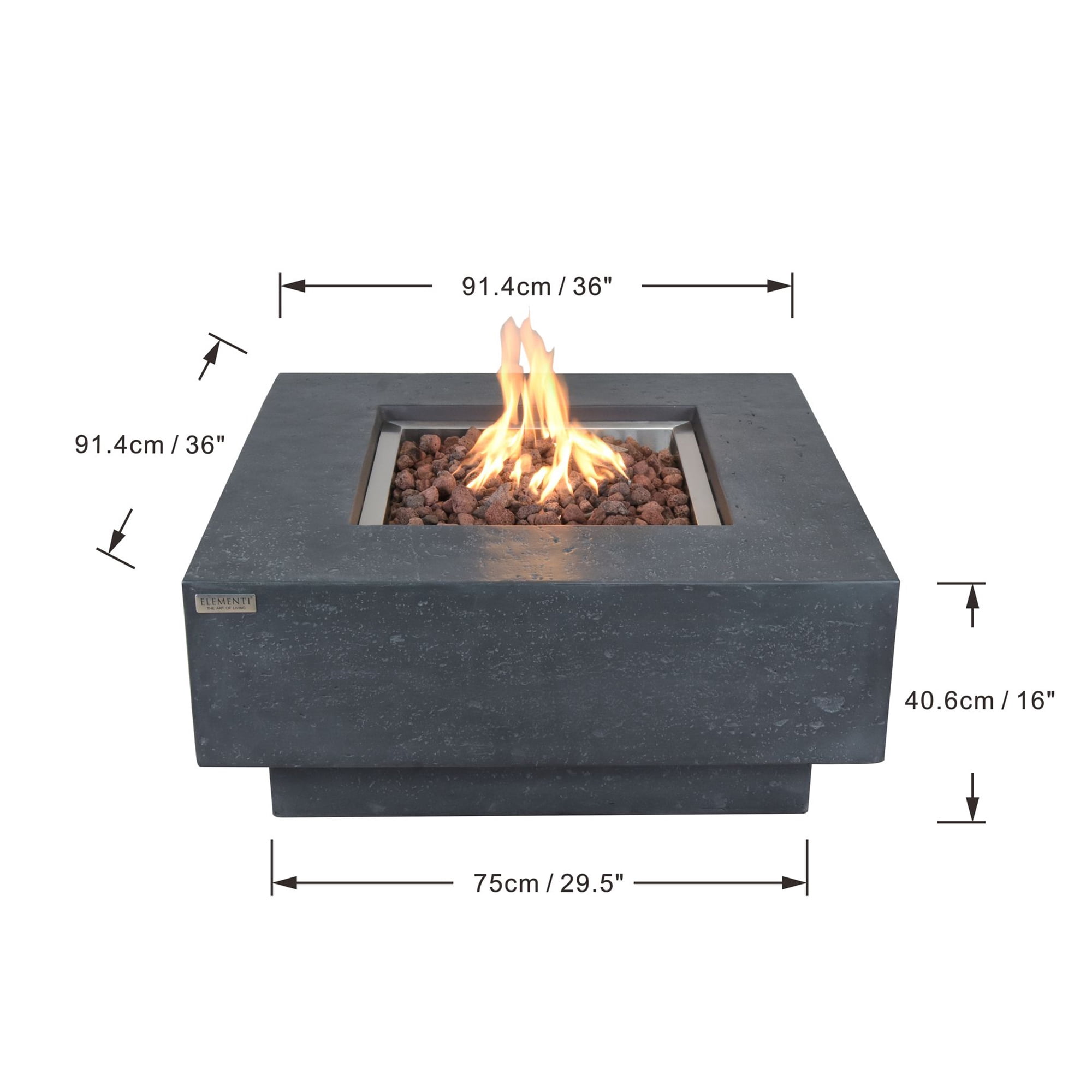 Elementi Manhattan Concrete Outdoor 45,000 BTU Natural Gas Fire Table