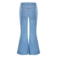 thumbnail image 2 of JanJean Kid Girls Youth Junior Denim Jeans Bell Bottom Flare Pants High Waist Wide Leg Ruffled Light Blue 4, 2 of 5