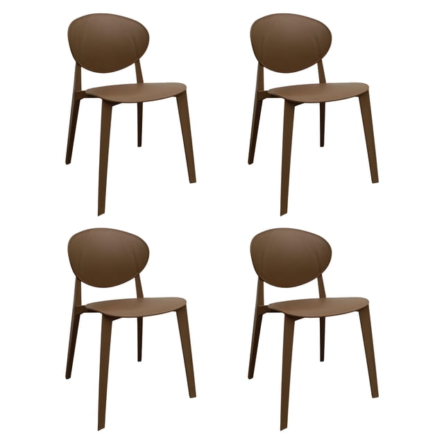 Ilios Innova | Set de 4 Sillas Teksi Café de Polipropileno Reforzado con Fibra de Vidrio, Diseño Minimalista y Apilable para Comedor, Terraza, Restaurante y Cafetería, Resistentes a la Intemperie.