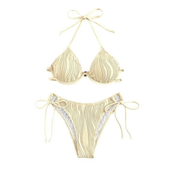 XIYON Bikini Sets For Women Solid Color Swimsuit Ladies Shorts Halter Two Piece Swimwears Tankinis Set 2026 Summer Beach Wear