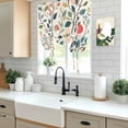 thumbnail image 6 of Spring Flower Tie Up Curtain 63 Inches Long, Pomegranate Leaf Pastoral Flowers Vintage Balloon Style Kitchen Window Curtain Over Sink, Small Window Rod Pocket Curtain 42"x63", 6 of 9