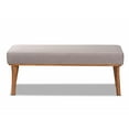 thumbnail image 3 of Baxton Studio Odessa Mid-Century Modern Grey Fabric Upholstered and Walnut Brown Finished Wood Dining Bench, 3 of 7