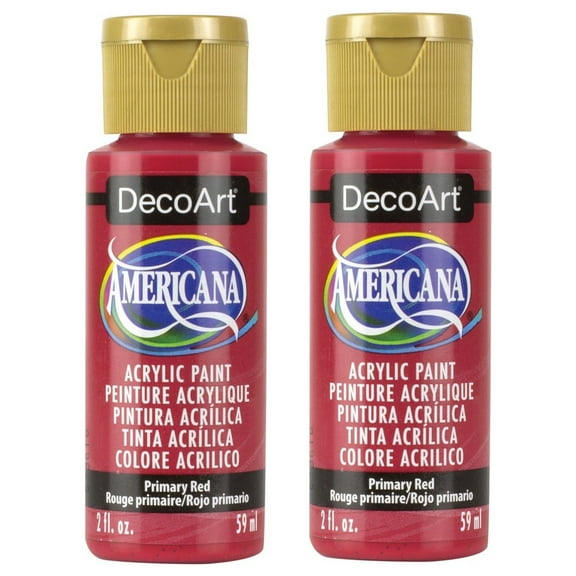 2-pack - DecoArt Americana Acrylic Paint 2oz, Primary Red DA-199 00016455299302