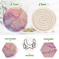 thumbnail image 4 of Haosy Set of 6 Drink Woven Coaster with Holder Heat Resistant Non-Slip Bar Coasters 4 Inches Soft Pink Purple Blue Marble, 4 of 7