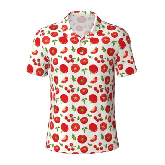 Kuqiui Mens Golf Polo Shirt Dry Fit Performance Sport Short Sleeve Golf Polo Shirts for Men-Fresh Red Tomato