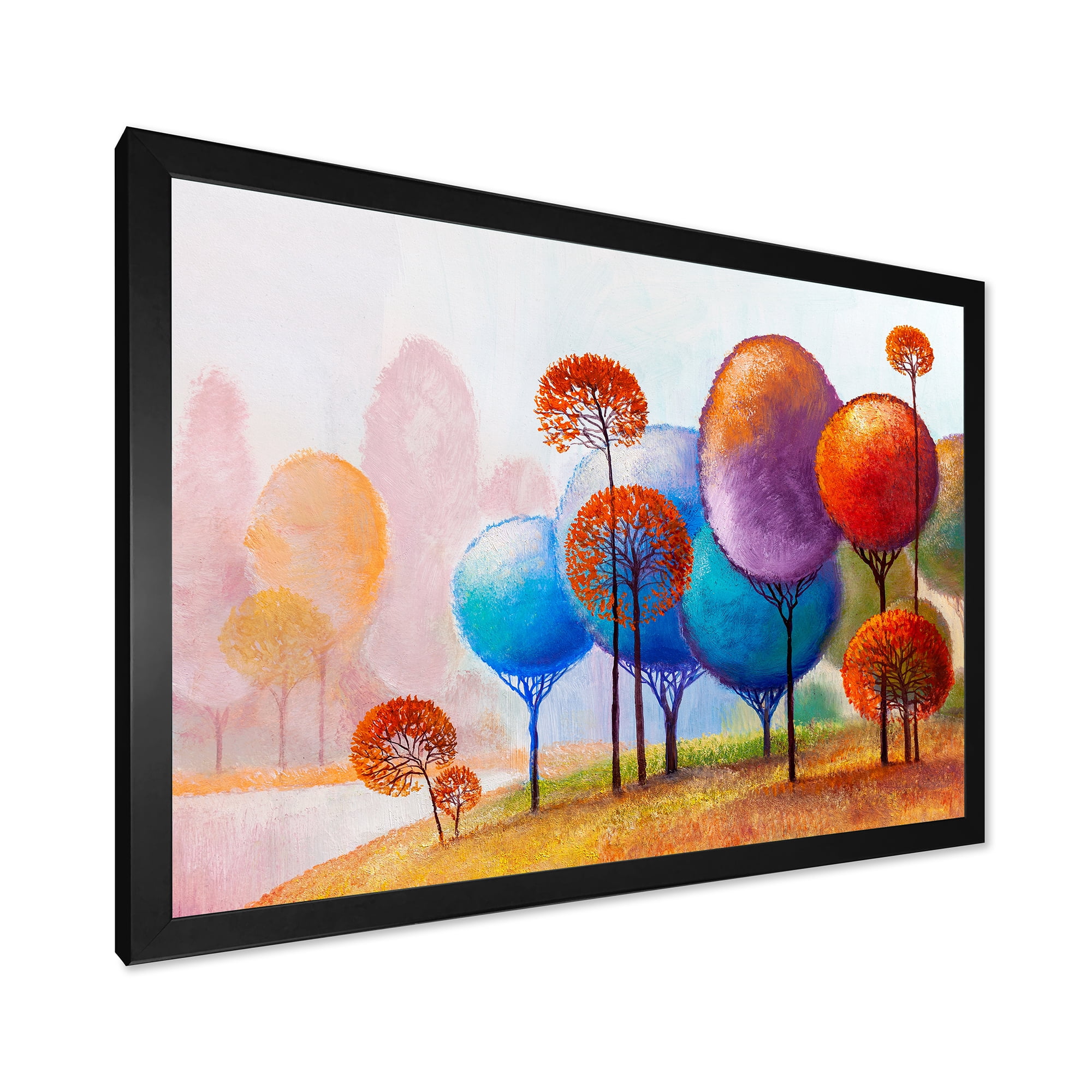 Designart 'Colourful Trees Abtract Impression III' Traditional Framed Art Print
