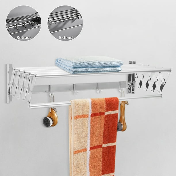 Stainless Steel Wall Mounted Expandable Clothes Drying Rack Towel Rack ...