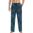 thumbnail image 4 of FREEAMG Men's Pajama Pants with Pockets Sleepwear Lounge Pants Stretch Casual Geometric Navy 3, 4 of 7