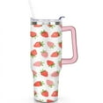 thumbnail image 2 of Strawberry Fruit 40 Oz Tumbler with Handle Lid and Straw, Stainless Steel Double Walled Vacuum Insulated Cup, Cute Anniversary Wedding Birthday Gifts Tumbler for Women Men Friends Outdoor Indoor, 2 of 7