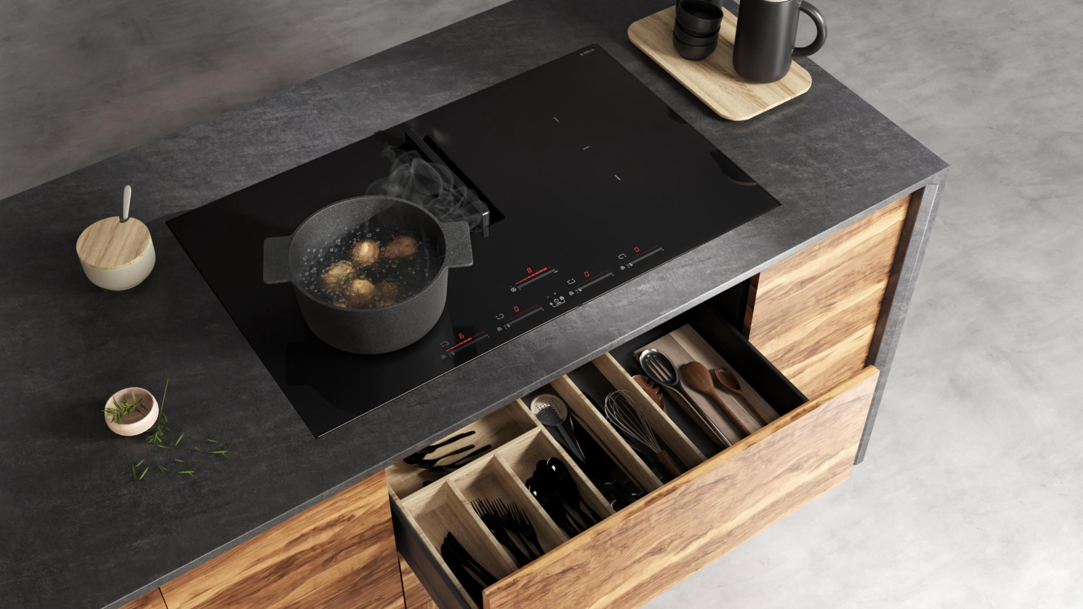 Elica Enf436 Nikola Tesla Flux Series 36" Wide 4 Burner Induction Cooktop - Black