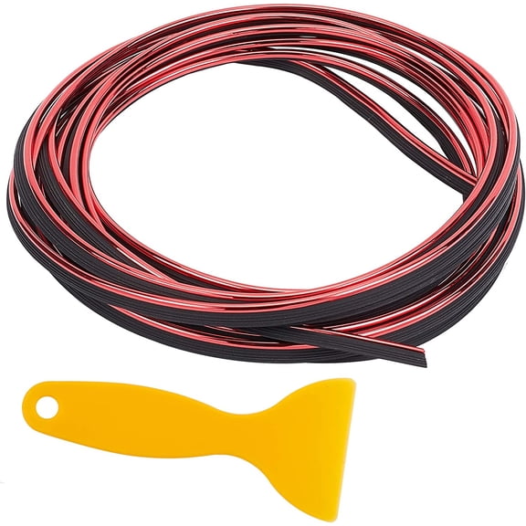 Car Interior Moulding Trim 16.4ft 3D DIY Automobile Motor Exterior Decoration Moulding Trim Strip Line Styling Dashboard Accessories with Installing Tool Red Red