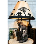 Ebros Migration Of The Majestic Elephant Family Safari Desktop Table Lamp Statue Decor