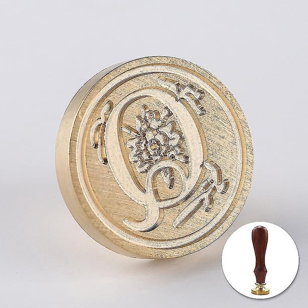 Sello de cera con mango, sello personalizado, letra del alfabeto, reemplazo de cabeza de cobre, invitación decorativa para boda, decoración de poste de sellado-H Kuyhfg Bienvenido a Kuyhfg