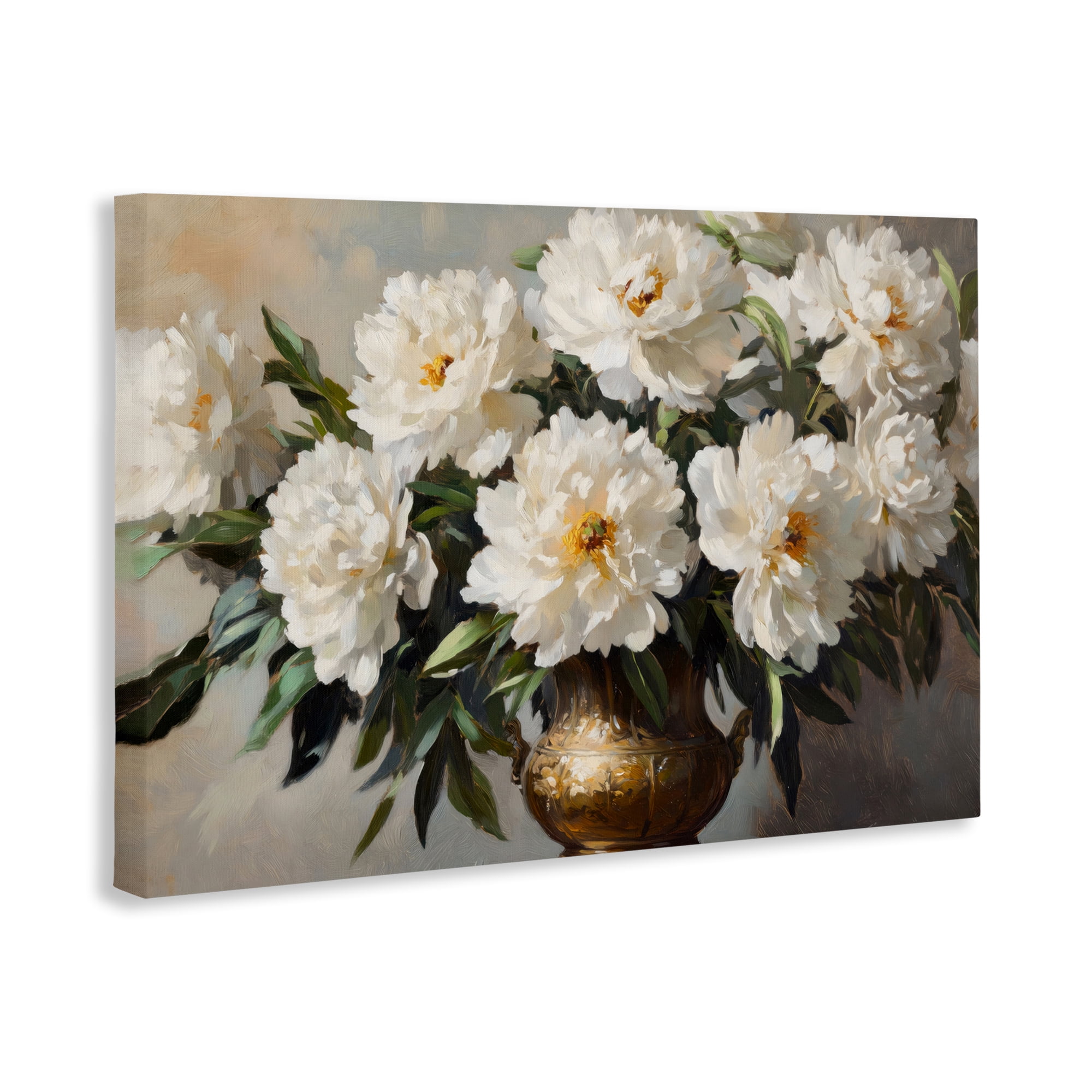 Stupell Industries Golden Vase with Peonies Canvas Wall Art, design by Petal Prints Design
