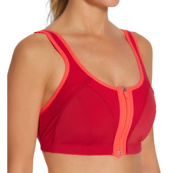 Women's Pour Moi 97006 Energy Zip Front Padded Sports Bra (Cherry/Red 34F)