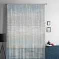 thumbnail image 5 of Blue Beige Farmhouse Semi Sheer Curtains Drapes for Living Room, Bedroom, French Doors Window 84 Inches Long, Vintage Wooden Striped Rod Pocket Chiffon Curtain Drapery Voile Draperies Panel, 5 of 6