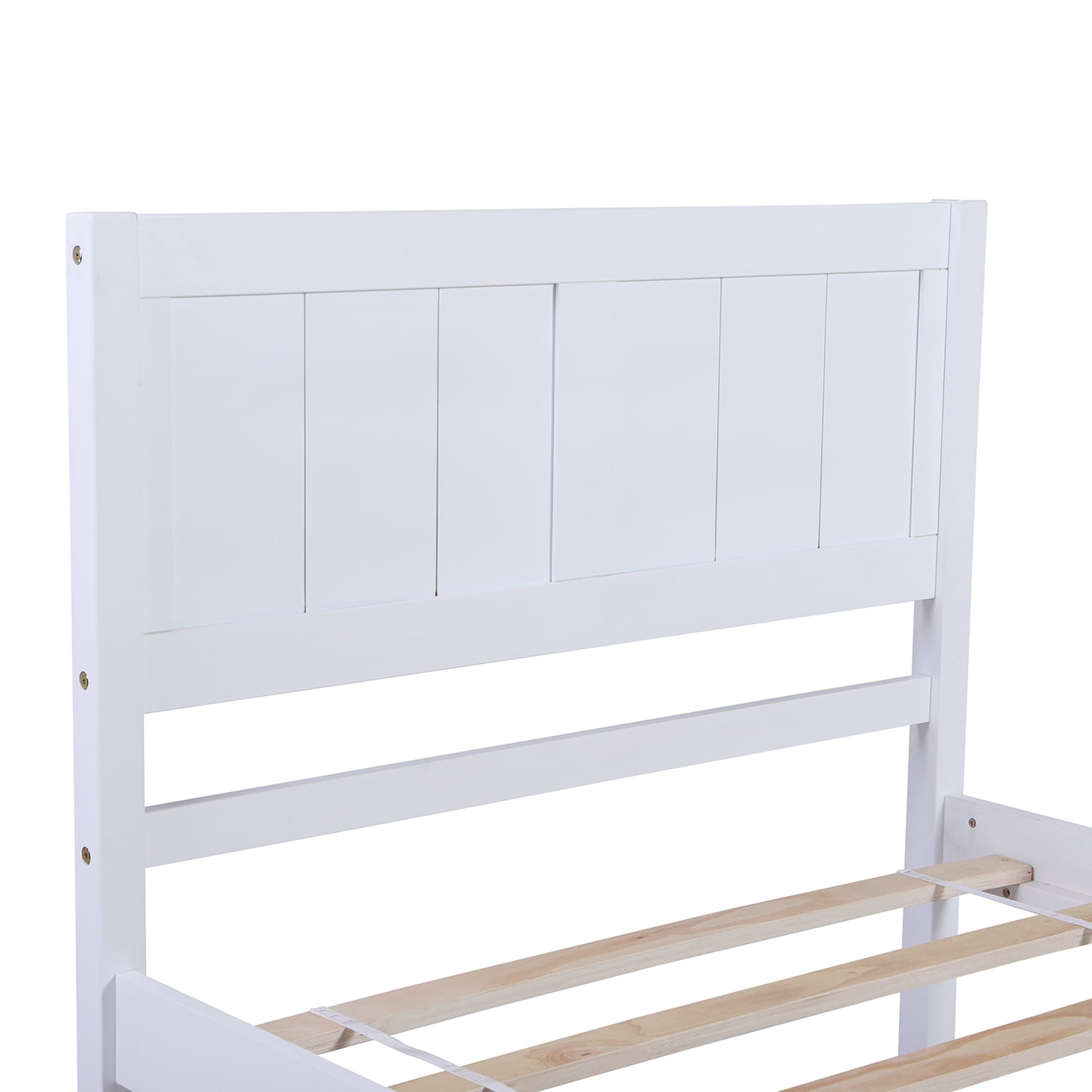 Kepooman Twin Size Solid Wood Platform Bed Frame with 2 Drawers & Headboard for Bedroom, 79.5"L x 41.7"W x 40.6"H, White Kepooman Twin Size Solid Wood Platform Bed Frame with 2 Drawers & Headboard for Bedroom, 79.5"L x 41.7"W x 40.6"H, White