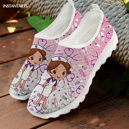 

Cartoon Nursing Shoes Women Hospital Worker Walking Shoes Cute Nurse Pattern Air Mesh Shoes Breathable Zapatos