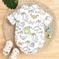 thumbnail image 3 of Wxolcjlv Baby Print Bodysuits Boys Cotton Blend Short Sleeve Cartoon Dinosaur Print Romper Bodysuits Gentleman Clothes Boys Themed Jumpsuit,3-6M, 3 of 7