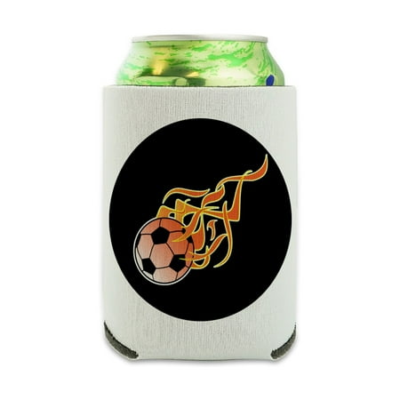 

Soccer Ball Football Cartoon Flames Can Cooler - Drink Sleeve Hugger Collapsible Insulator - Beverage Insulated Holder
