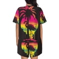 thumbnail image 3 of Lsque Flamingo And Palm Trees At Sunset Women's Short-Sleeved Pajama Set - 2 Piece Soft and Lightweight Sleepwear Set-4X-Large, 3 of 9