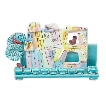 Israel Giftware Design Handpainted Porcelain Menorah