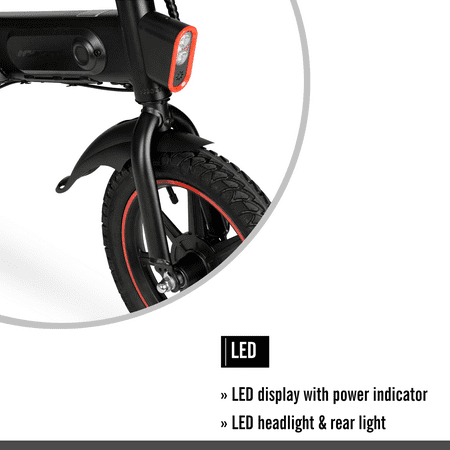 Hyper - Foldable Compact Electric Bike w/ 15 mile Max Operating Range & 15.5 MPH Max Speed - Black