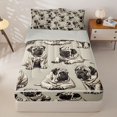 thumbnail image 2 of Manfei Vintage Dog Print Zipper Full Size Comforter Sets with Fitted Sheet and 2 Pillowcases, Pet Lover Zipper Bedding Set, Dark Brown, Gray Reversible, 4 Pieces, 2 of 7