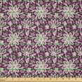 thumbnail image 2 of Ambesonne Floral Fabric by the Yard Microfiber, Lace Like Floral Elements, 1 Yard, Plum and Ivory, 2 of 2