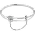 thumbnail image 1 of Pulsera con dije de serpiente de plata de ley 925, pulseras familiares felices, cierre de pulsera en forma de corazón para regalo de joyería para mujeres o niñas, 1 of 4