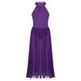 thumbnail image 4 of Alvivi Robe de Danse Ballet Col Montant pour Filles Jupe Longue de Gymnastique Moderne Violet 8, 4 of 5