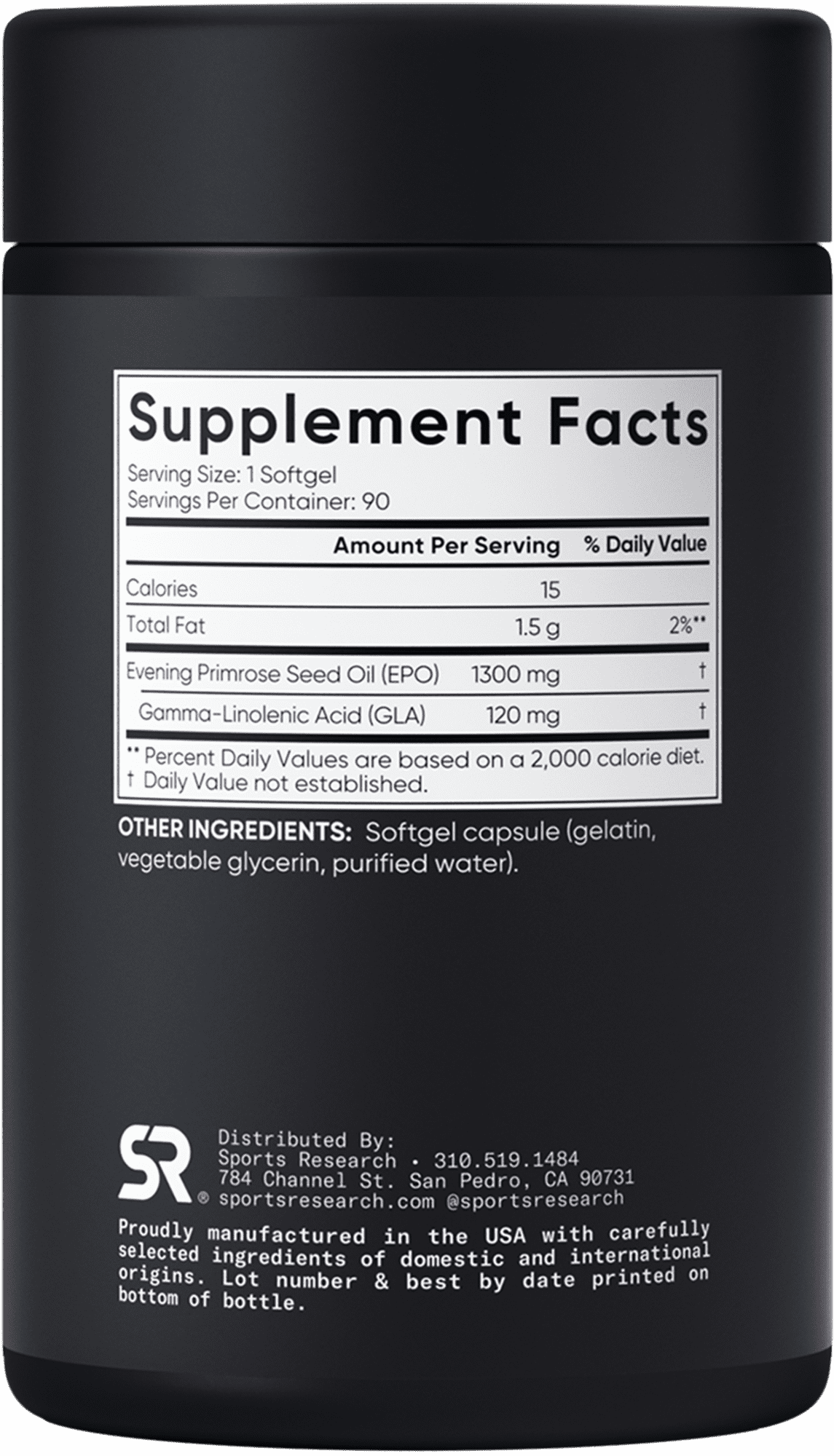 (3 pack) Sports Research Evening Primrose Oil Supplement, 1300mg Primrose Oil, 90 Softgels