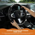 thumbnail image 2 of Diamond Steering Wheel Cover，with Bling Crystal Rhinestone, Delicate and Anti-Slip Sparkly Steering Wheel Cover ，Adaptable to 14.5-15 inches Car Wheel Protector for Women Girl，Car Accessories, Black, 2 of 8