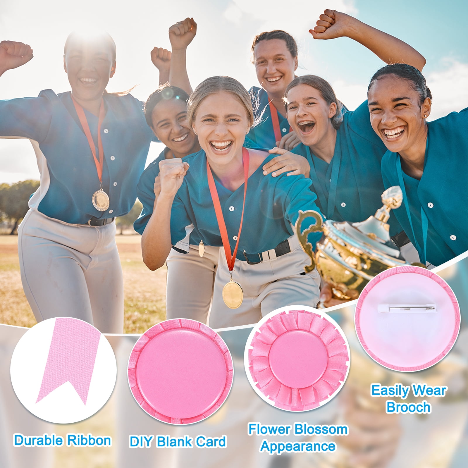 Uxcell 60 Pcs Award Ribbons 1st, 2nd, 3rd Place Winner Ribbon Prize Ribbon, Pink