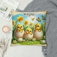 thumbnail image 2 of Leisuo Easter Pillow Cover Colored Eggs Butterflies Basket Chicks Grass Spring Cushion Burlap Farmhouse Pillow Cases with Zipper, 2 of 5