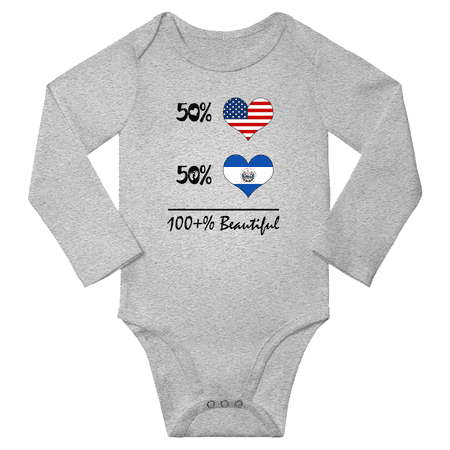 

50% Salvadoran + 50% American = 100+% Beautiful Baby Long Sleeve Romper (Gray 24 Months)