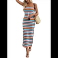 thumbnail image 3 of Vestido Maxi de Punto Sin Tirantes para Mujer, con Parte Delantera , Sin Mangas, Tubo, Espalda Descubierta, Ajustado, con Abertura, Vestido de Verano Azul XL, 3 of 10