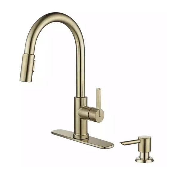 Glacier Bay Paulina Single Handle Pull Down Sprayer Kitchen Faucet Matte Gold