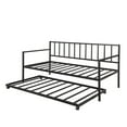 thumbnail image 3 of Black Metal Twin Daybed with Trundle - 77" x 39" Modern Lounge Frame for Living Room/Guest Room. Sturdy Steel, Easy Assembly, Holds 275lbs. Perfect for Small Spaces!, 3 of 6