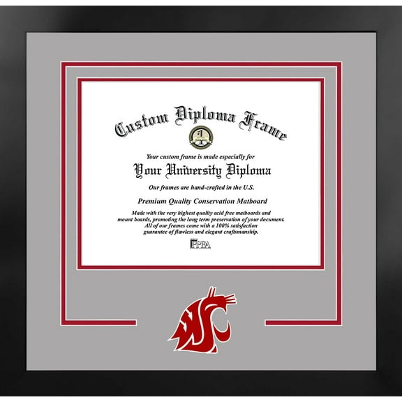 Washington State Cougars 14w x 11h Spirit Diploma Manhattan Black Frame with Bonus Campus Images Lithograph (value savings $59)