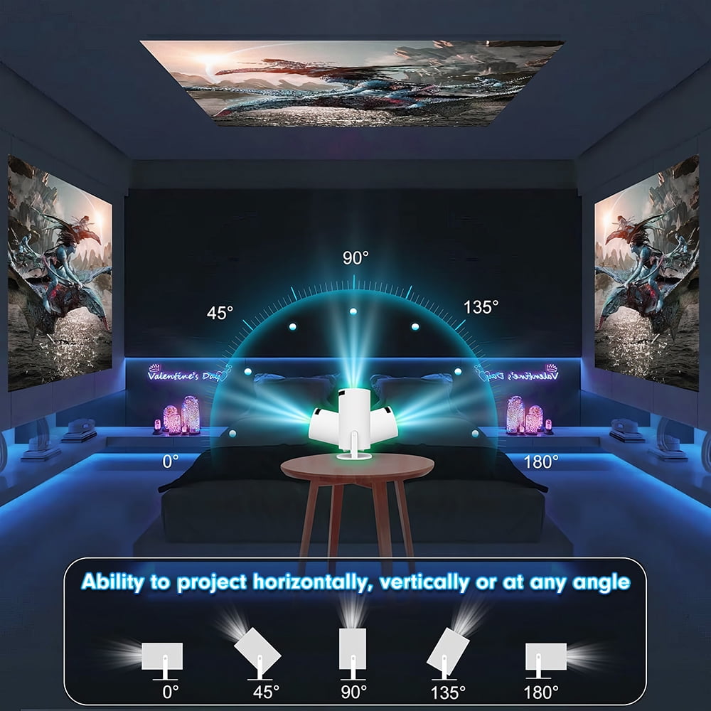 4K Supported Native 720P Full HD Mini Projector - Android 11, Auto Keystone Correction, WiFi 6 & Bluetooth 5.2, Portable Smart Projector for Home Theater/Outdoor