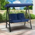 thumbnail image 5 of AECOJOY 2 Persons Outdoor Patio Canopy Steel Porch Swing Chair-Dark Blue, 5 of 8
