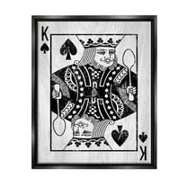 Stupell Industries King Spade Card Deck Symbol Graphic Art Jet Black Floating Framed Canvas Print Wall Art, Design by Lil' Rue