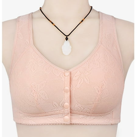 

Yuelianxi Women Fashion Lace Front Button Shaping Cup Adjustable Shoulder Strap Large Size Underwire Bra