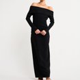 thumbnail image 1 of Vestidos largos de dama Vestido maxi sólido con dobladillo dividido Elegante traje de calle de manga larga FLhrweasw Nuevo, 1 of 7