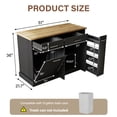 thumbnail image 3 of 4 EVER WINNER Rolling Kitchen Island on Wheels, Mobile Kitchen Cart with Trash Can Storage, Spice Rack & Towel Rack, Kitchen Island Table with Storage, Easy-Move Kitchen Storage Island, Black, 3 of 8
