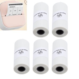 Thermal Paper, 5 Roll Portable Thermal Printing Paper Strong Adhesive  for Diary Make Lists Take Notes