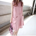 thumbnail image 2 of Women Loose Dress With Big Pocket Cotton Large Size Casual Female Dress Summer Solid Sleeveless O-Neck Dress, 2 of 5